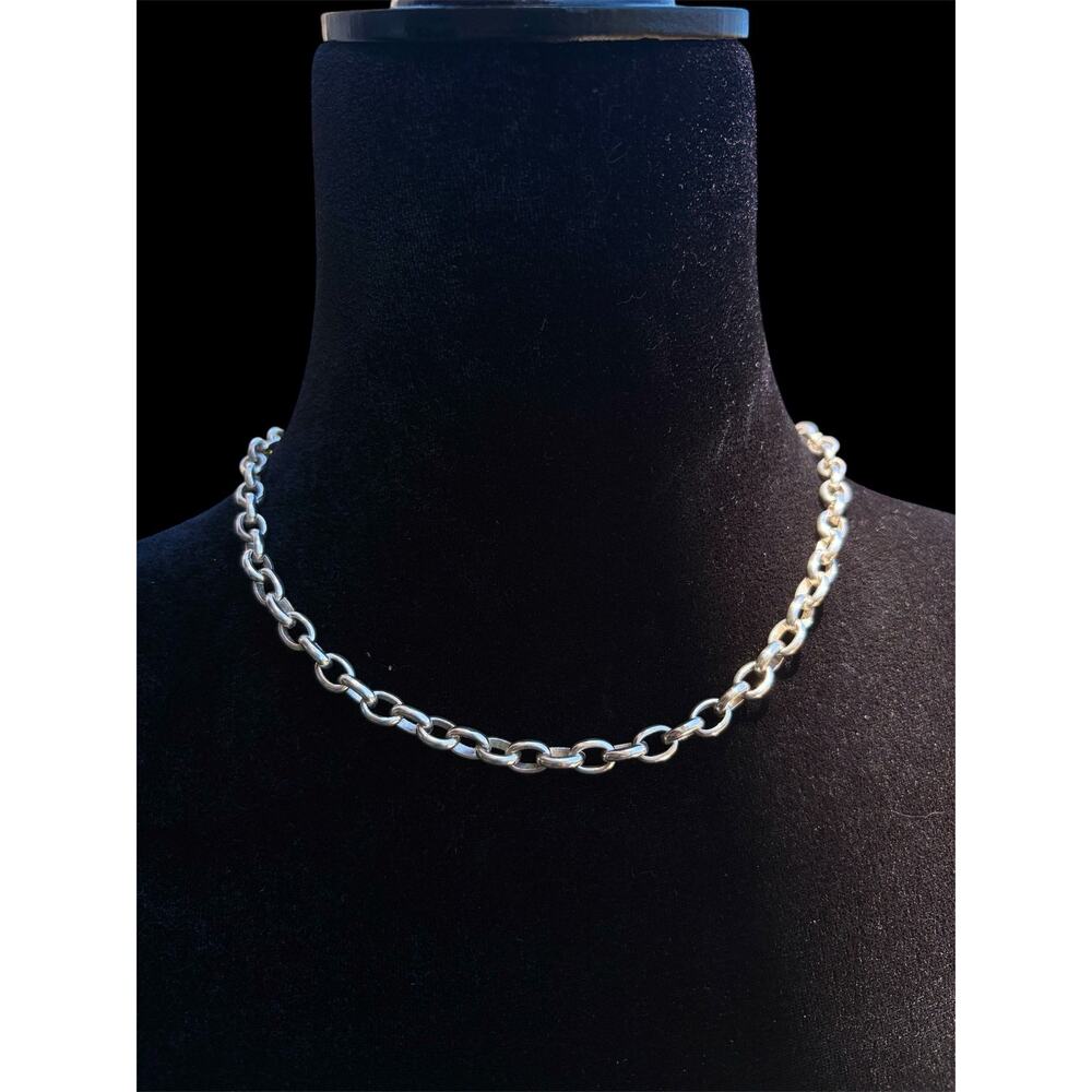 Vintage Peru 950 Sterling Silver Oval Chain Circle Medallion Necklace 17" 40g - Picture 3 of 16